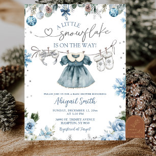 Invitation Fête de bébé fille flocon de neige de Noël Linge