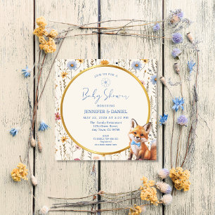 Invitation Fête de Bébé Fille Florale Renard des Bois