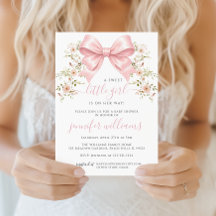 Fête de bébé fille florale ruban rose