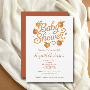 Invitation Fête de Bébé Fille Garçon Bébé Pommes Orange Rouge
