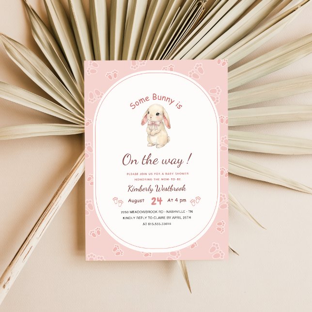 Invitation Fête de Bébé Fille Lapin Mignon (Créateur téléchargé)