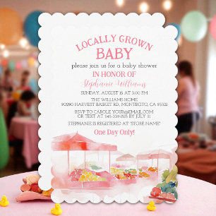 Invitation Fête de bébé fille 'Marché de producteurs locaux'