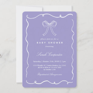 Invitation Fête de bébé fille minimaliste avec un nœud