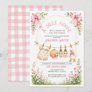 Invitation Fête de bébé Fille Oie Idiote en liberté