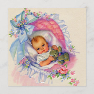 Invitation Fête de bébé fille pastel rose