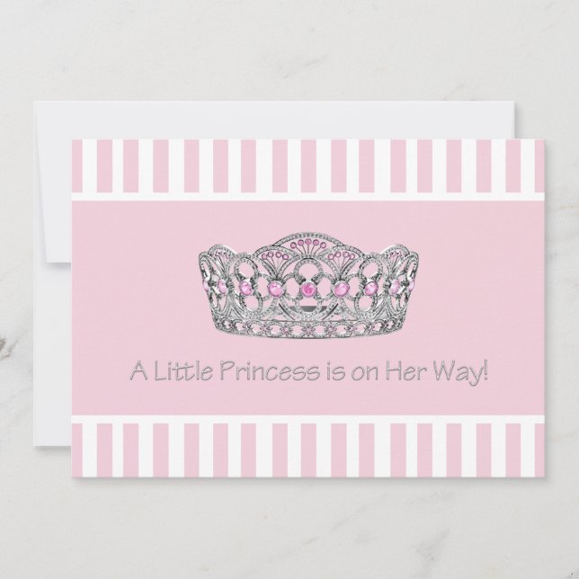 Invitation Fête de bébé fille Princesse Tiara Rose (Devant)