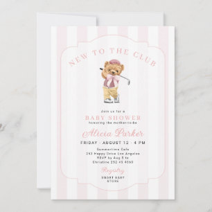 Invitation Fête de bébé fille rose golf nouveau au club