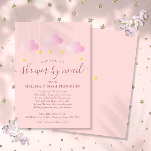 Invitation Fête de Bébé Fille Rose par Courrier à Distance