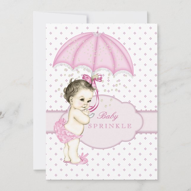 Invitation Fête de bébé fille rose Sprinkle (Devant)