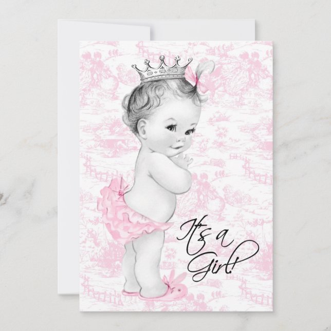 Invitation Fête de bébé fille Toile rose (Devant)