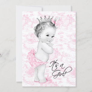 Invitation Fête de bébé fille Toile rose