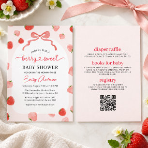 Invitation Fête de Bébé Fille Tout en Un Berry Sweet Bow