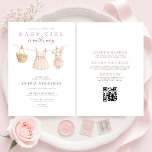 Invitation Fête de Bébé Fille Tout en Un Marché Local