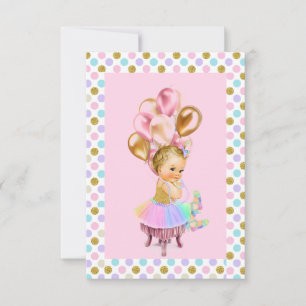 Invitation Fête de bébé fille vintage paillettes pastel