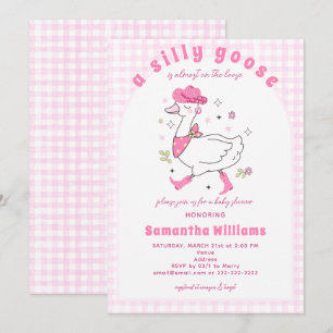 Invitation Fête de Bébé Fille Western Gingham Carreaux Oie Ri