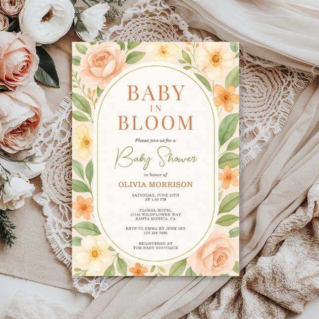 Invitation Fête de Bébé Fleur Botanique Baby in Bloom (Créateur téléchargé)