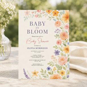 Invitation Fête de bébé Fleur de bébé en fleurs