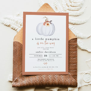 Invitation Fête de Bébé Fleur de Citrouille Blanche Petite Ci