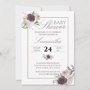 Invitation Fête de Bébé Fleur de Prunier Bébé en Fleur
