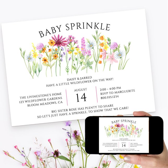 Invitation Fête de Bébé Fleur des Champs (Créateur téléchargé)