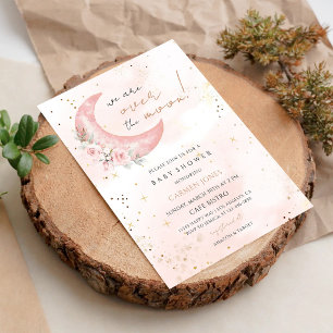 Invitation Fête de Bébé Fleur Lunaire Étincelle Étoile