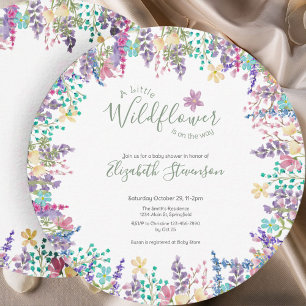 Invitation Fête de Bébé Fleur Petite Fleur Sauvage Colorée