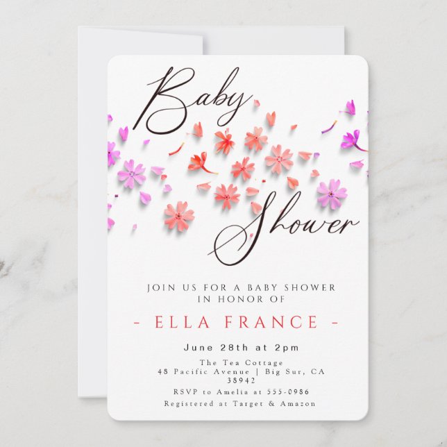 Invitation Fête de Bébé Fleur Sauvage Amour en Fleur  (Devant)