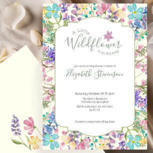 Invitation Fête de bébé Fleur Sauvage Petite Colorée Florale 