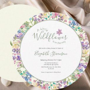 Invitation Fête de bébé Fleur Sauvage Petite Colorée Florale 