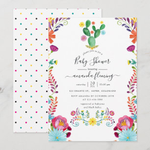 Invitation Fête de Bébé Fleurie Aquarelle Colorée