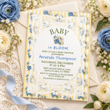 Fête de Bébé Fleurie en Bleu Hérité