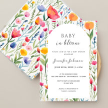 Fête de bébé Fleurs aquarelles Baby Shower