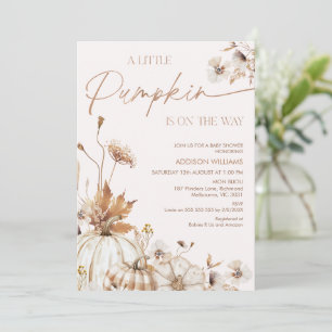 Invitation Fête de bébé Fleurs Beige Brun Automne Petite Citr