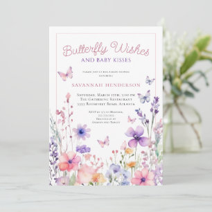 Invitation Fête de Bébé Fleurs Sauvages Papillon