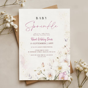 Invitation Fête de Bébé Fleurs Sauvages Pastel Baby Sprinkle