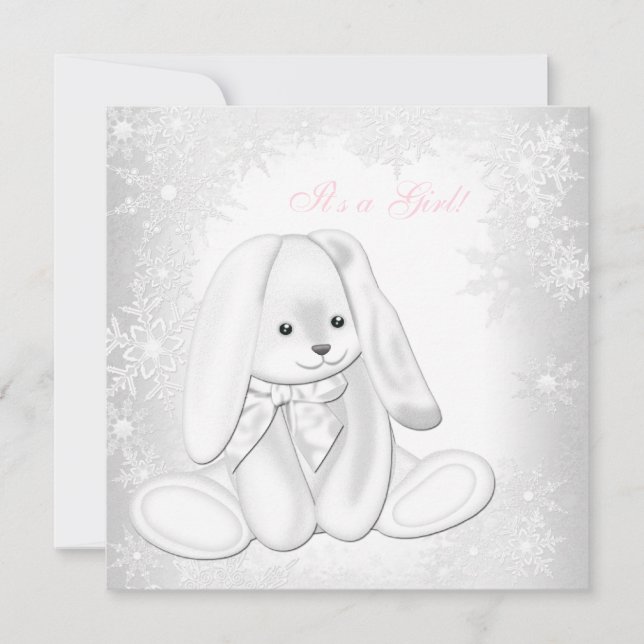 Invitation Fête de bébé Flocon de neige d'hiver pour filles (Devant)