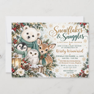 Invitation Fête de bébé Flocons & Câlins