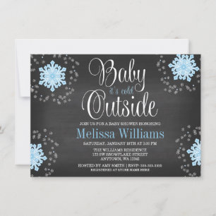 Invitation Fête de Bébé Flocons de Neige Bleus Bébé C'est Fro