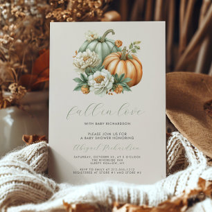 Invitation Fête de Bébé Floral Automnal Tombez Amoureux