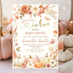 Invitation Fête de Bébé Floral Bohème Citrouille Coup de Foud