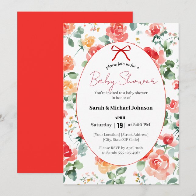 Invitation Fête de bébé Floral Dream  (Devant / Derrière)