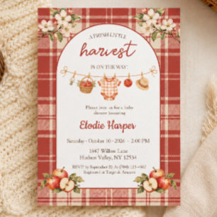 Invitation Fête de Bébé Floral Frais Récolte Rustique aux Pom