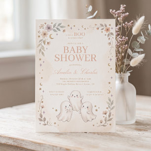 Invitation Fête de Bébé Floral Little Boo Est Presque Là