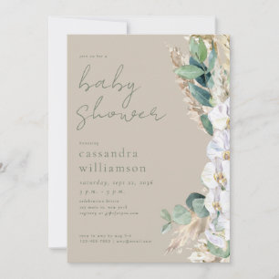 Invitation Fête de bébé florale boho herbe de Pampas Sage rus