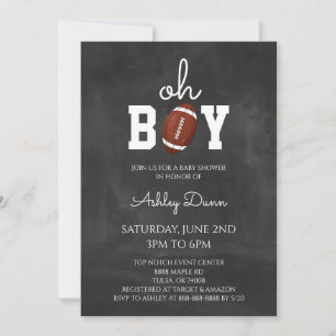Invitation Fête de bébé Football sur tableau noir