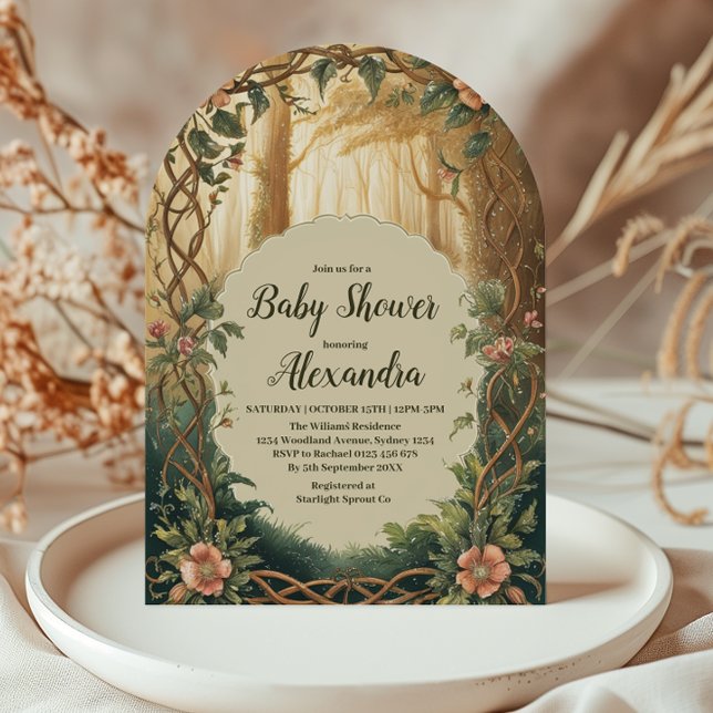 Invitation Fête de Bébé Forêt Enchantée Arch (Créateur téléchargé)