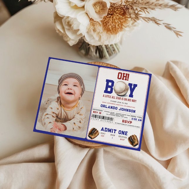 Invitation Fête de bébé Fun Boy Baseball | Fête de sport pers (Créateur téléchargé)