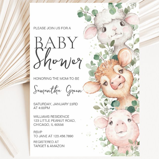 Invitation Fête de Bébé Garçon à la Ferme (Créateur téléchargé)