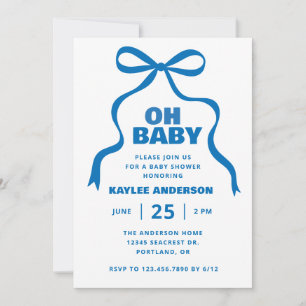 Invitation Fête de bébé garçon à l'arc bleu