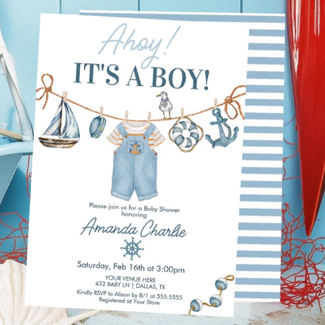 Invitation Fête de bébé garçon Ahoy (Créateur téléchargé)